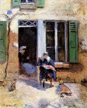  mill - Frau und Kind Hand 1877 tun Camille Pissarro